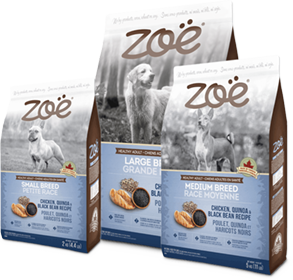 Aliment Zoë pour chiens adultes, Poulet, quinoa et haricots noirs