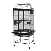 Cage HARI à toit avec aire de jeu pour perroquets, noir et gris argenté antique, L. 61 x l. 56 x H. 162 cm (24 x 22 x 64 po)