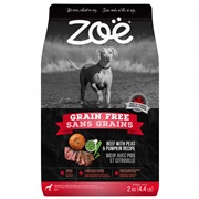 Nourriture Zoë Sans grains pour chiens, Bœuf avec pois et citrouille, 2 kg (4,4 lb)