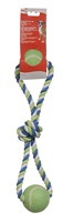 Boucles Dogit en corde de coton avec 2 balles de tennis, bleu, vert lime et blanc, 46 cm (18 po)