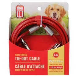 Câble d’attache Dogit pour chiens de grande taille, rouge, 7,6 m (25 pi)