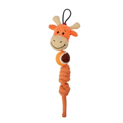 Jouet Mojo Naturals Zeus, cordes nouées à tirer avec balle de tennis, éléphant et girafe, variété, 23 cm (9 po)