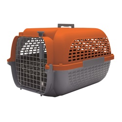 Cage Voyageur Dogit pour chiens, base anthracite avec dessus orange, moyenne, L. 56,5 x l. 37,6 x H. 30,8 cm (22 x 14,8 x 12 po)