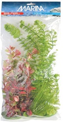 Assortiment de plantes AquaScaper Marina en plastique, 1 deschampsie (12,5 cm), 1 ambulia (37,5 cm) et 2 ludwigias rouges (20 et 30 cm)