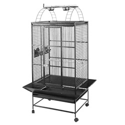 Cage HARI à toit avec aire de jeu pour perroquets, noir et gris argenté antique, L. 76 x l. 61 x H. 178 cm (30 x 24 x 70 po)