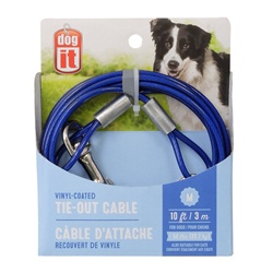 Câble d’attache Dogit pour l’extérieur pour chiens de taille moyenne, bleu, 3 m (10 pi)   