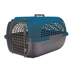 Cage Voyageur Dogit pour chiens, base anthracite avec dessus bleu foncé, moyenne, L. 56,5 x l. 37,6 x H. 30,8 cm (22 x 14,8 x 12 po)