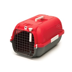 Cage de transport Catit pour chats, moyenne, rouge cerise, L. 56 x l. 37,6 x H. 30,8 cm (22 x 14,8 x 12 po)