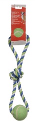 Boucles Dogit en corde de coton avec 2 balles de tennis, bleu, vert lime et blanc, 46 cm (18 po)