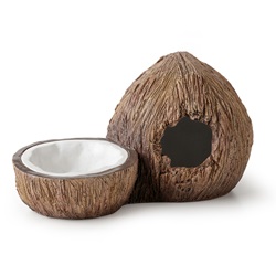 Cachette avec bol à eau Exo Terra, en forme de noix de coco