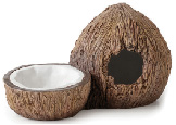 Cachette avec bol à eau Exo Terra, en forme de noix de coco 